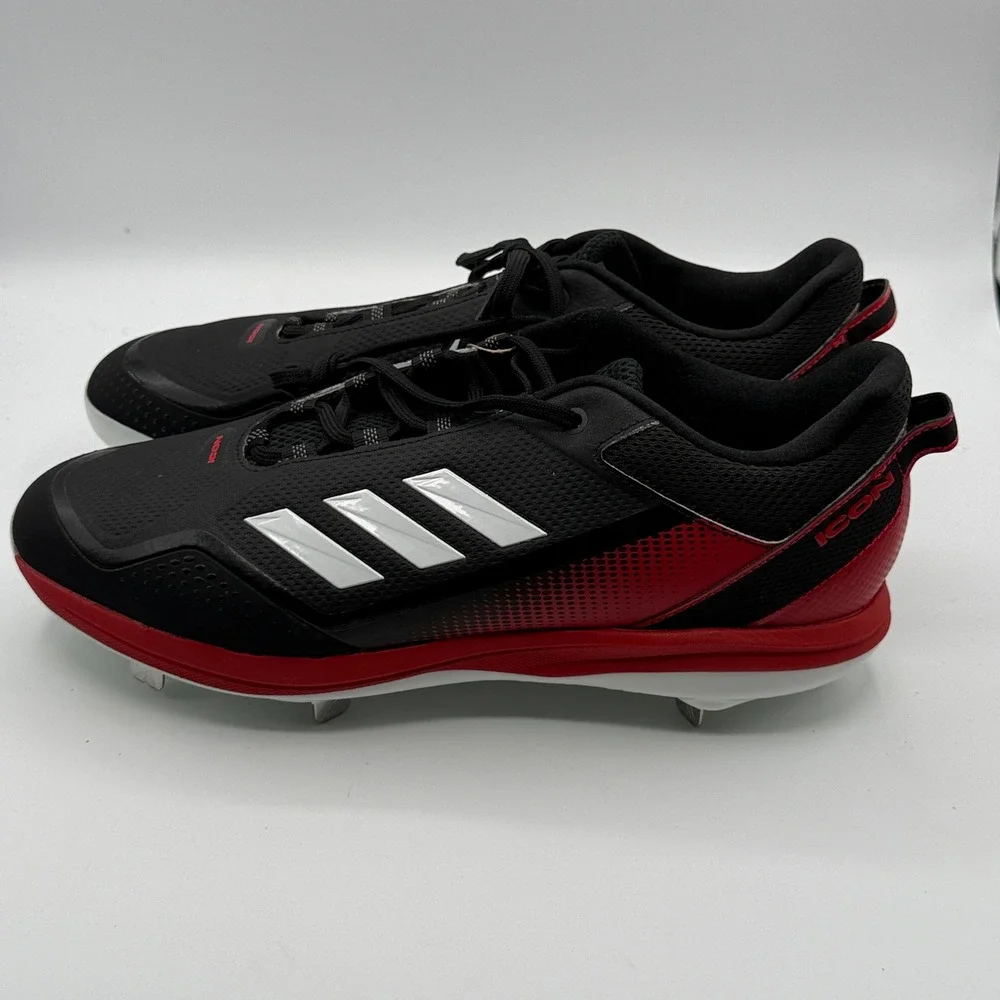Adidas Icon 7 Baseball Cleats Mens 14 Black Red White S23858 Metal Spikes